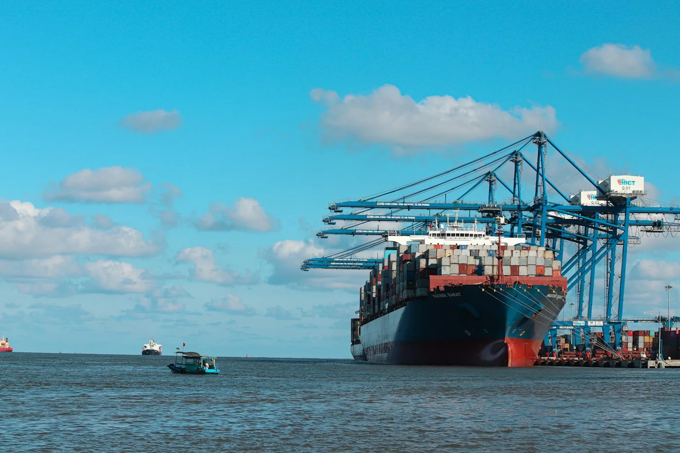 Container ship underway with food cargo